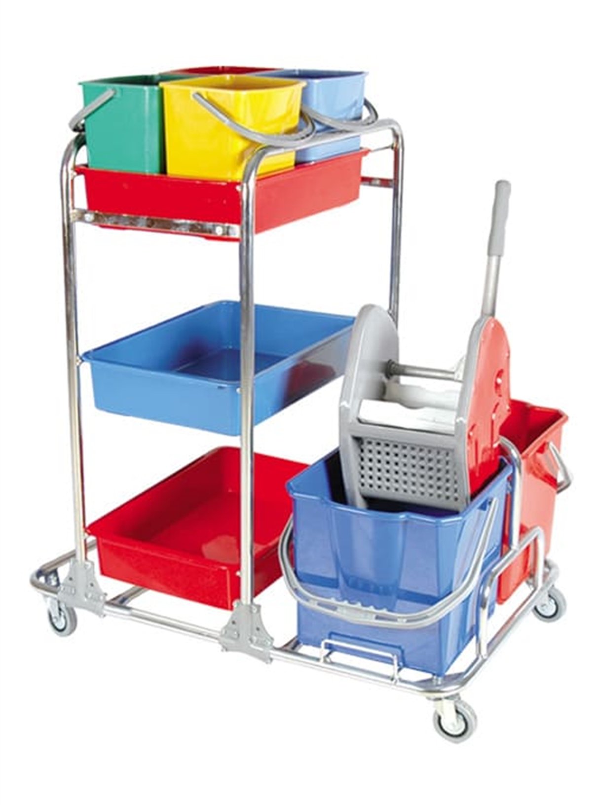 Temizlik ArabasıPres Kovalı Krom Kat Hizmetleri Arabası