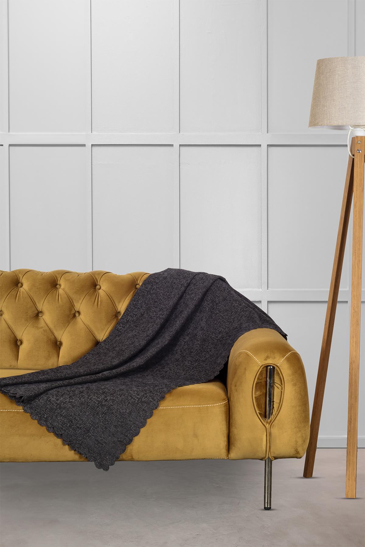 Jakar Şönil Kaymaz Koltuk Örtüsü Şalı Standart En 175cm X Boy 215cm Kül