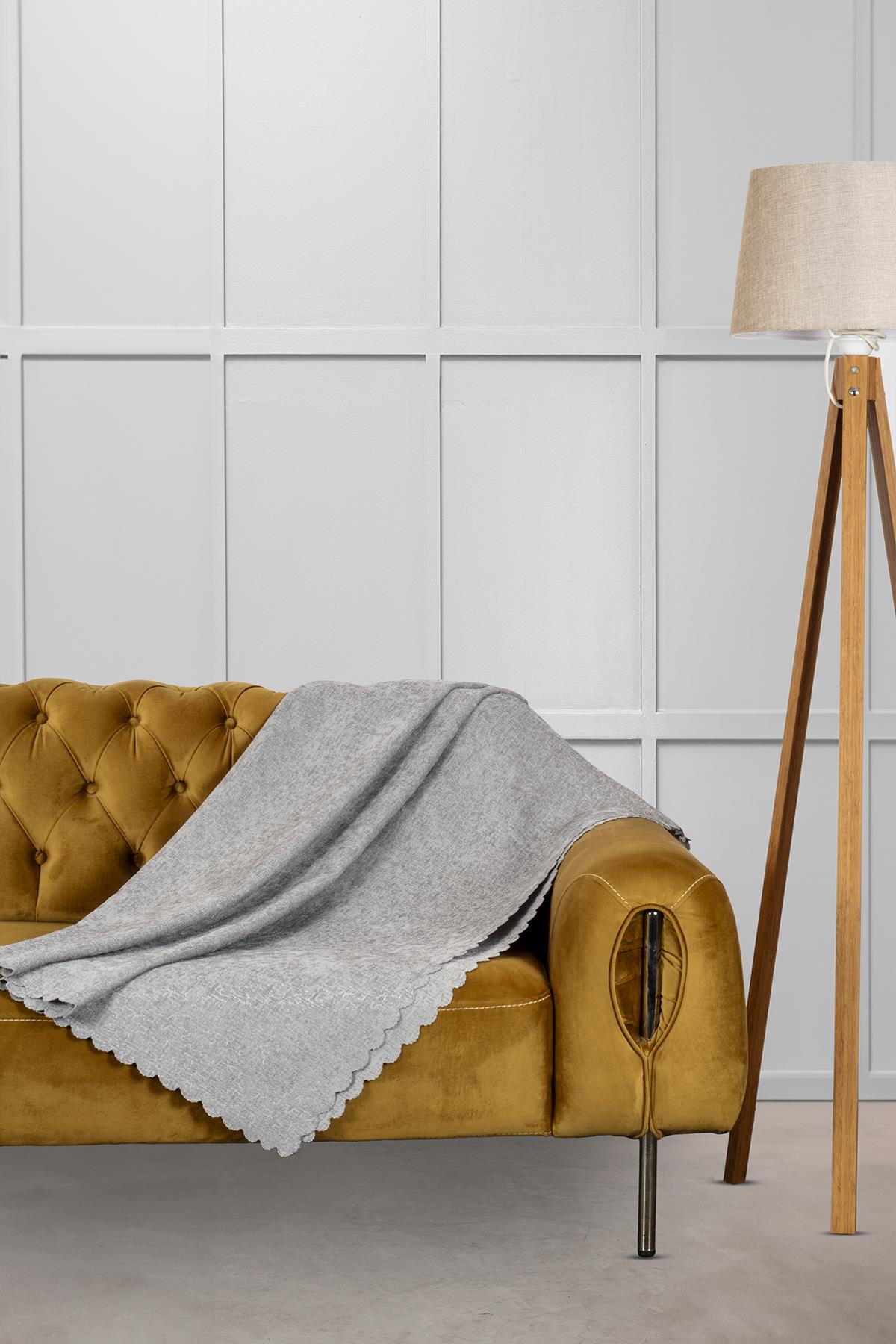 Jakar Şönil Kaymaz Koltuk Örtüsü Şalı Standart En 175cm X Boy 215cm Gri