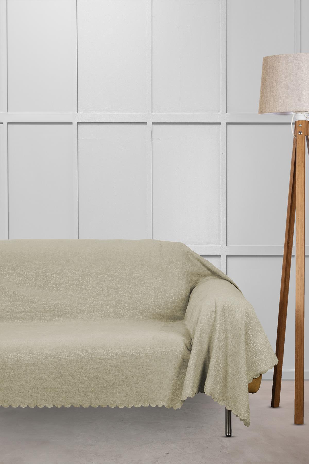 Jakar Şönil Kaymaz Koltuk Örtüsü Şalı Standart en 175cm x boy 300cm Taş