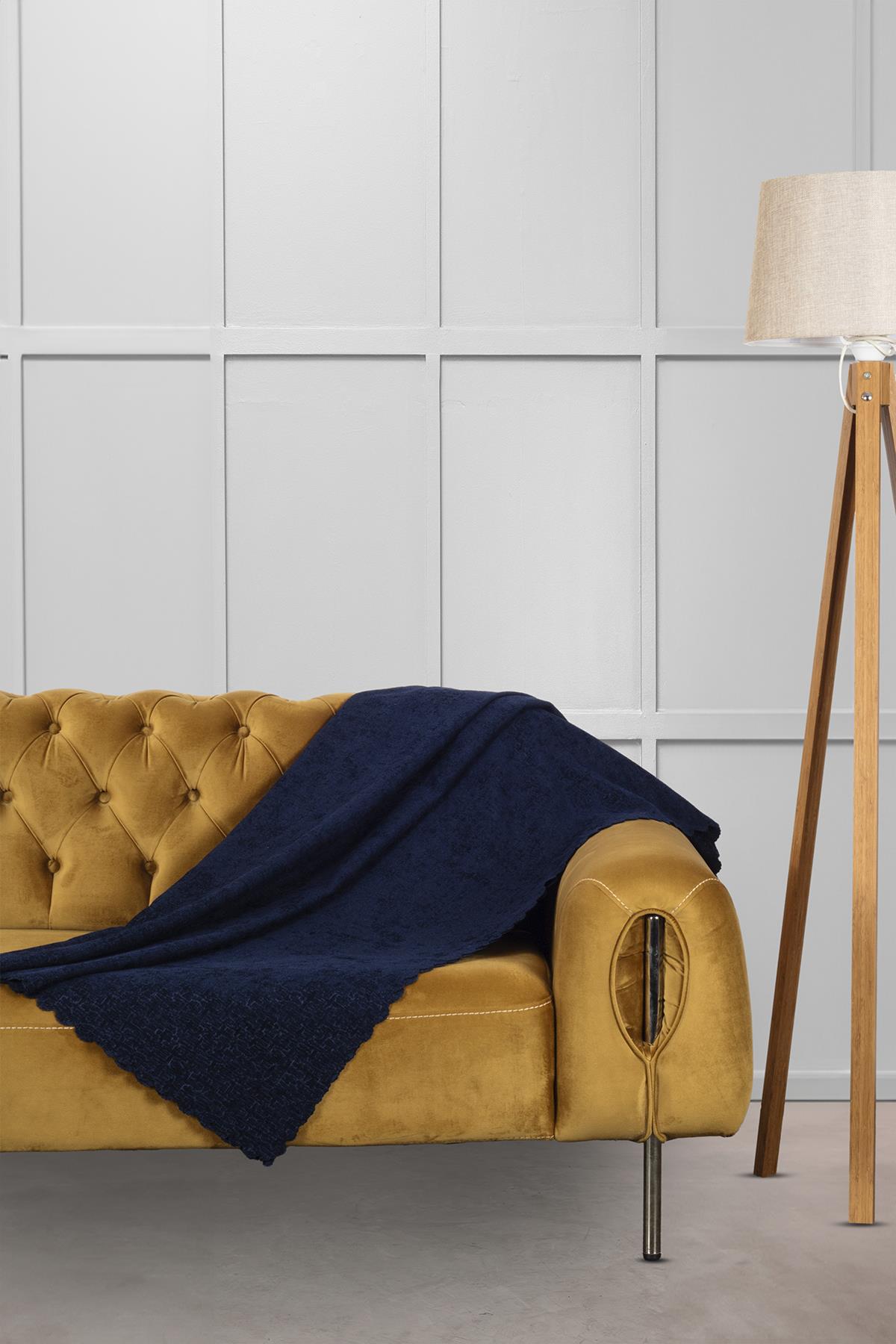 Jakar Şönil Kaymaz Koltuk Örtüsü Şalı Standart En 175cm X Boy 215cm Lacivert