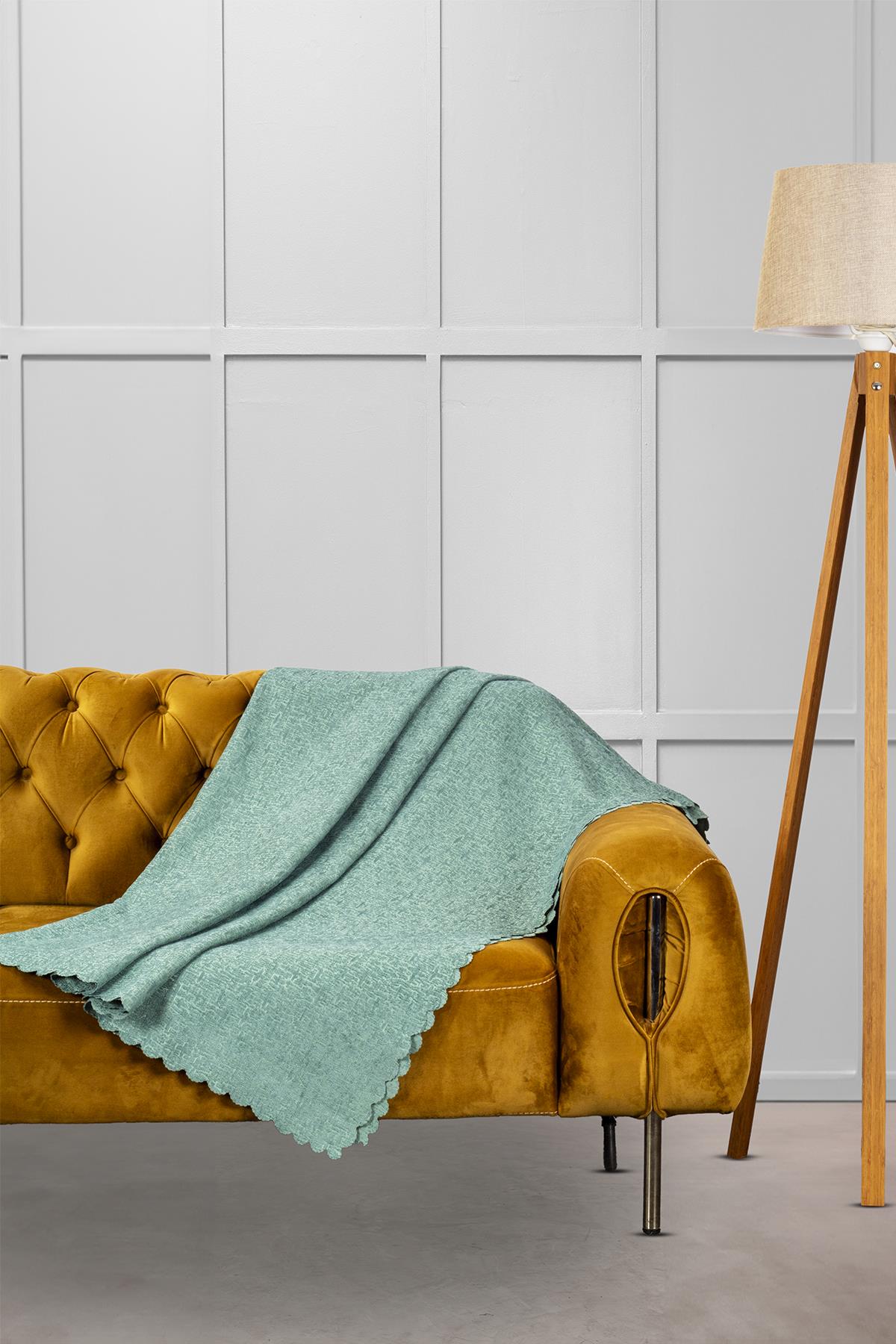 Jakar Şönil Kaymaz Koltuk Örtüsü Şalı Standart En 175cm X Boy 215cm Su Yeşili