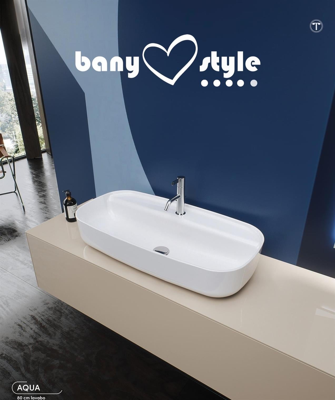 Cerastyle Aqua 80 x 40 cm Tezgah Üstü Çanak Lavabo