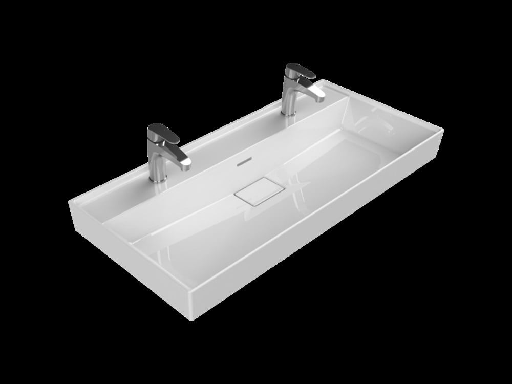 Cerastyle Sharp 100cm Çİft Hazneli Etajerli Lavabo
