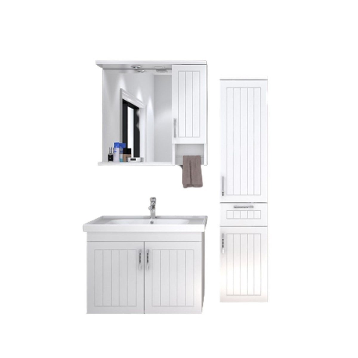 Denko Lotus 80 cm Banyo Dolabı + Boy Dolabı