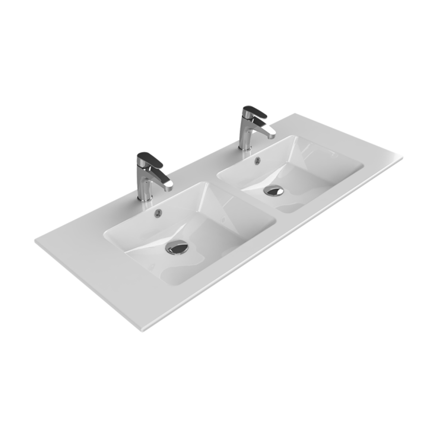 Cerastyle İbiza 121 x 51 cm Çift Hazneli Etajerli Lavabo