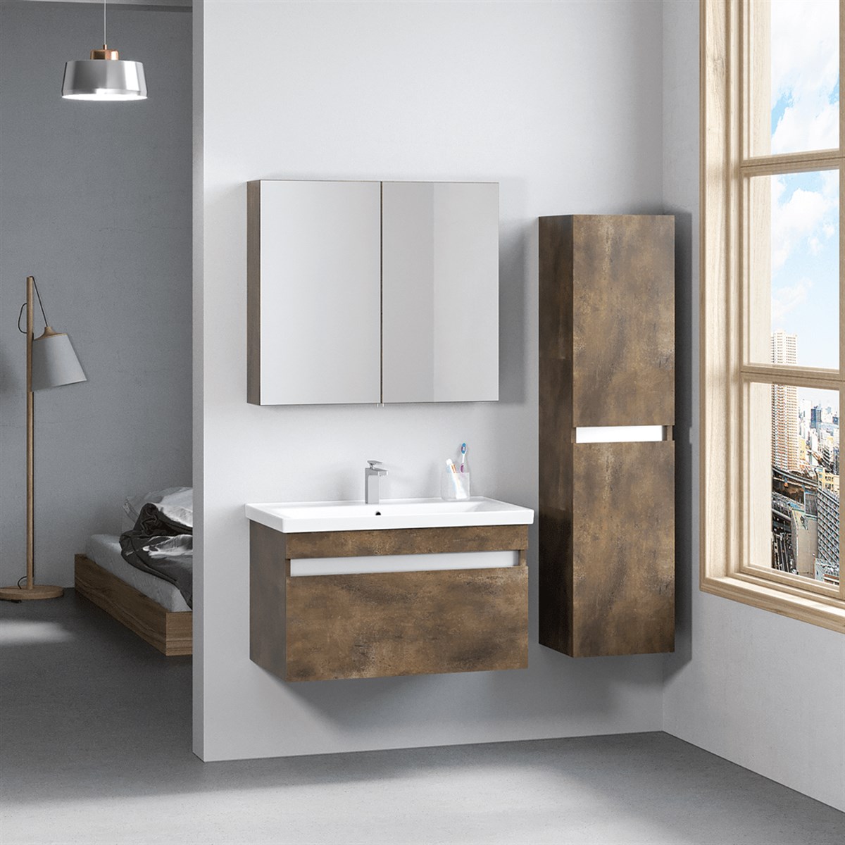 Denko More 80 cm Banyo Dolabı + Boy Dolabı 