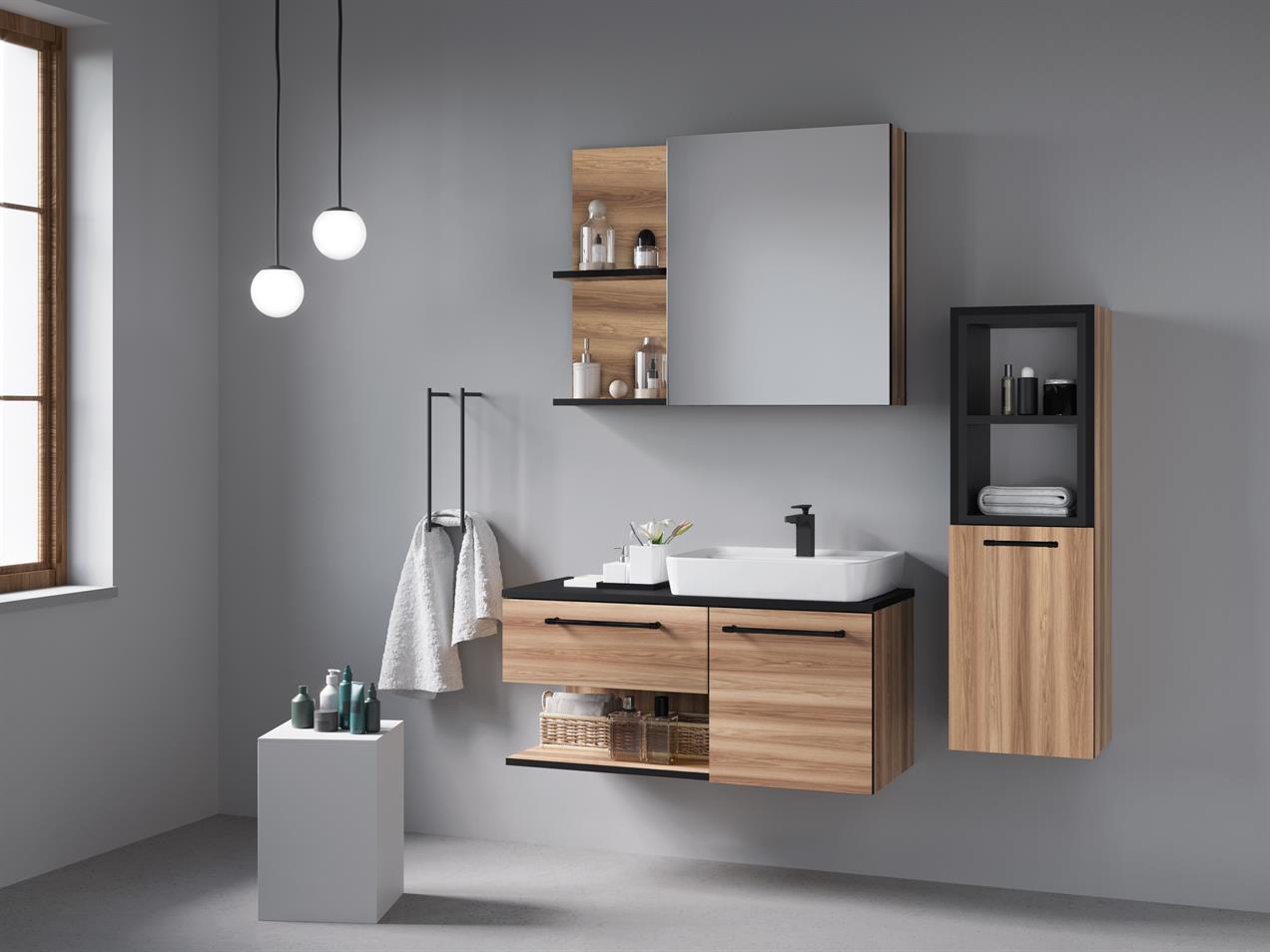 Denko Piramit 90 cm Banyo Dolabı + Boy Dolabı 