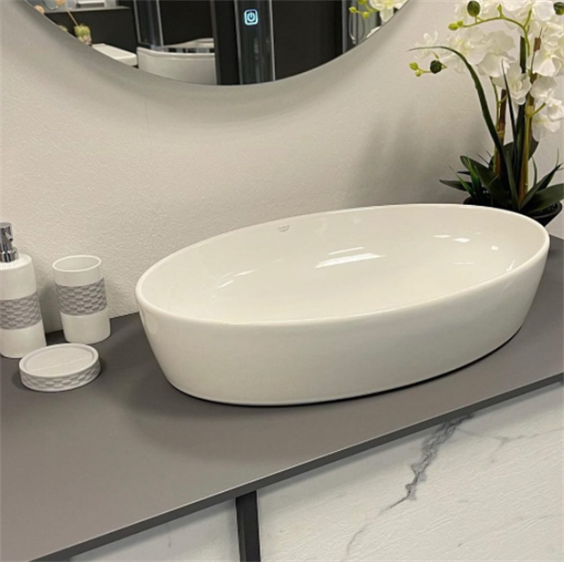 平釜　６７センチ Turkuaz Cerastyle One 67x42 Deliksiz Tezgah Üstü Lavabo | Çanak