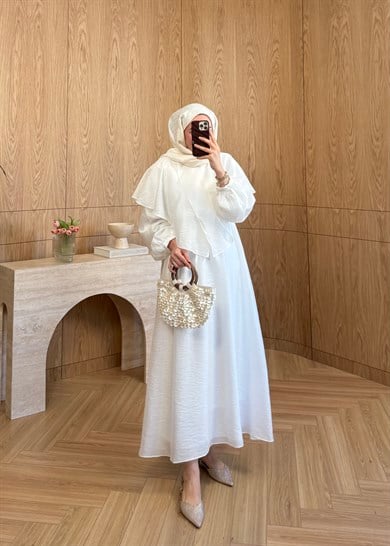  Siyena Asimetrik Kesim Elbise Ekru 
