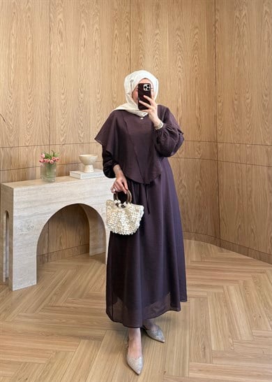  Siyena Asimetrik Kesim Elbise Mürdüm 