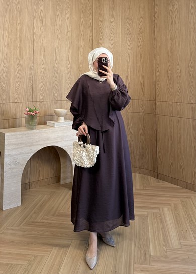  Siyena Asimetrik Kesim Elbise Mürdüm 