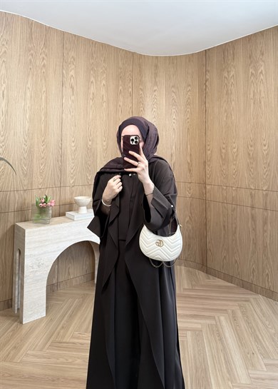 3lü Abaya Takım Kahverengi