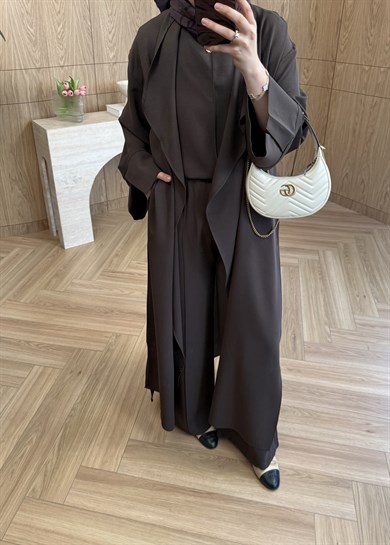 3lü Abaya Takım Kahverengi