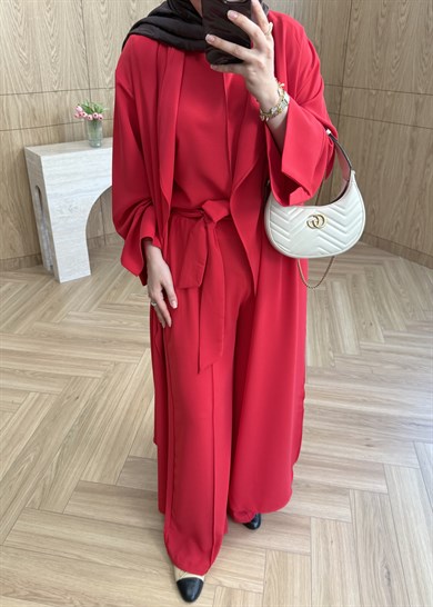 3lü Abaya Takım Kırmızı