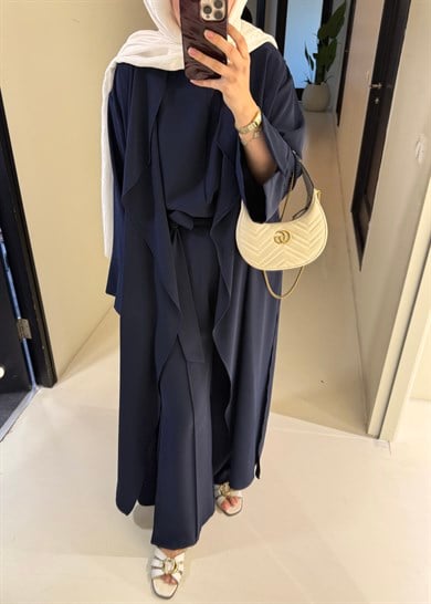 3lü Abaya Takım Lacivert
