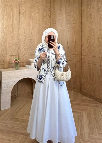 Alaçatı Nakışlı Ceket Ekru 