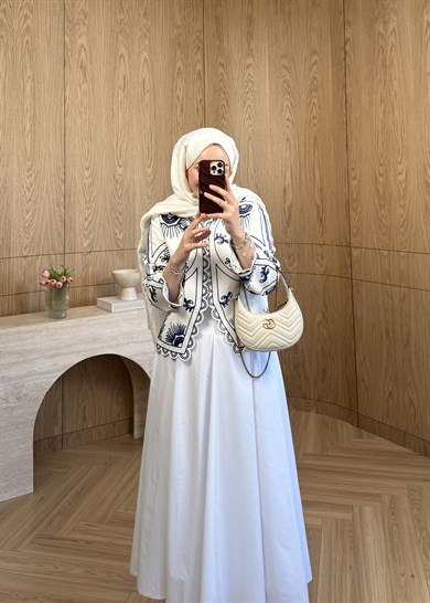 Alaçatı Nakışlı Ceket Ekru 