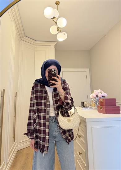 Alden Ekose Desenli Bomber Ceket Bordo