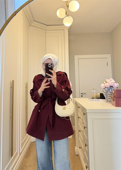 Allerli Kaşe Kaban Bordo