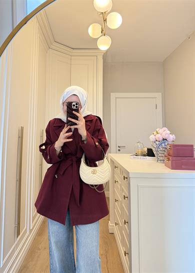 Allerli Kaşe Kaban Bordo