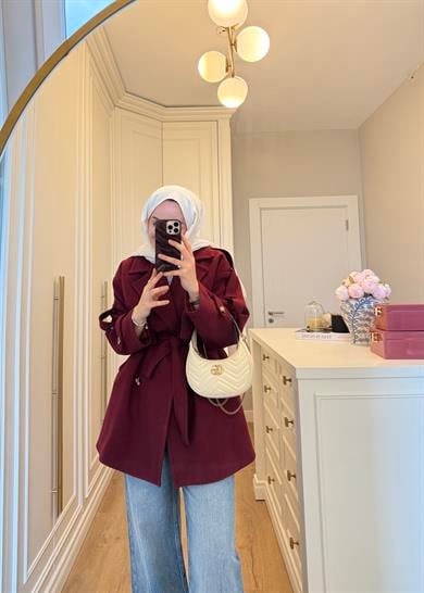 Allerli Kaşe Kaban Bordo
