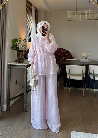 Anna Çizgili İkili Takım Pembe