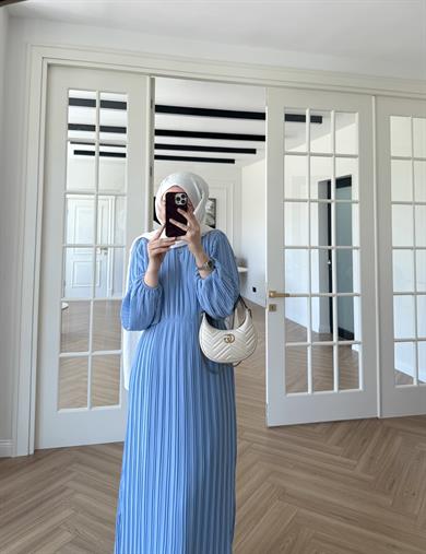 Soft Piliseli Elbise Bebe Mavi
