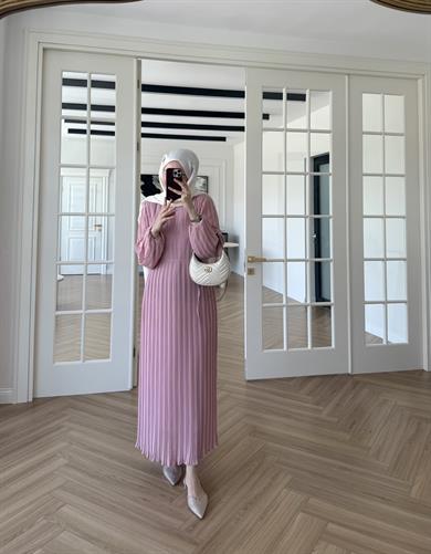 Soft Piliseli Elbise Pudra