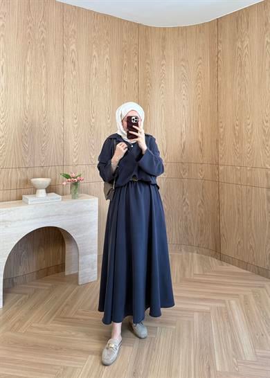 Asel Modal Elbise Lacivert