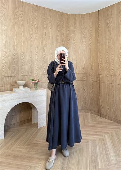 Asel Modal Elbise Lacivert