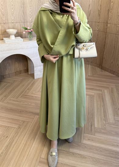Asel Modal Elbise Yağ Yeşili