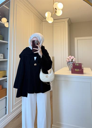 Atkılı Angora Hırka Siyah