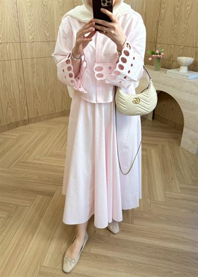 Moon Nakışlı Tasarım Gömlek Pembe