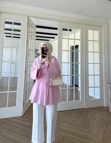 Bağlamalı Poplin Gömlek Pembe