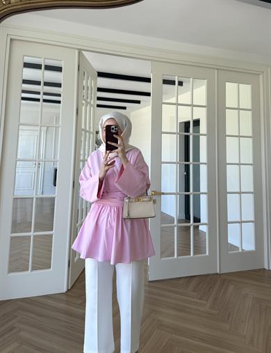 Bağlamalı Poplin Gömlek Pembe