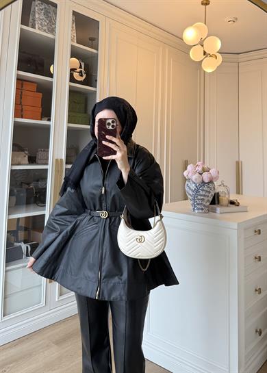 Barbour Bel Detaylı Trenç Siyah