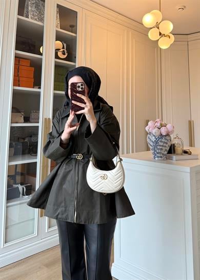 Barbour Bel Detaylı Trenç Haki