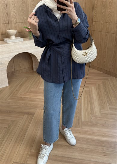 Beli Lastikli Havuç Jean Açık Mavi