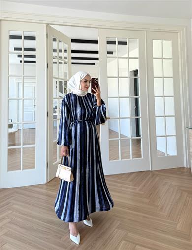 Bernadette Piliseli Grenli Elbise Lacivert