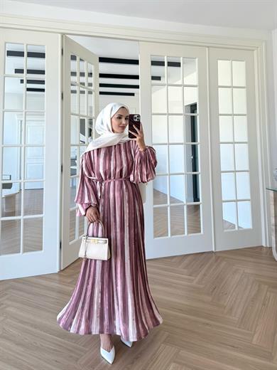 Bernadette Piliseli Grenli Elbise Pembe