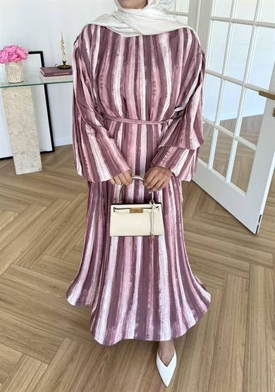 Bernadette Piliseli Grenli Elbise Pembe