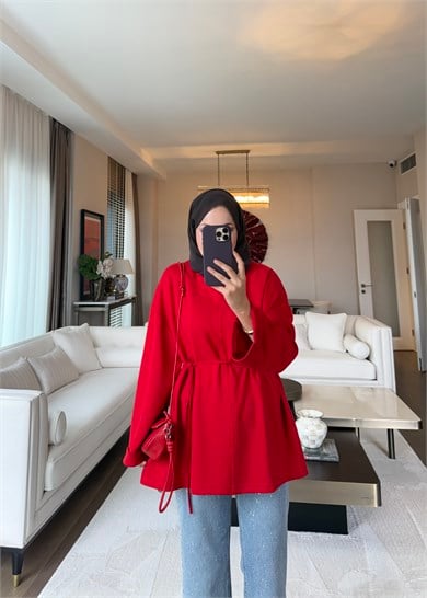 Biye Bağcıklı Sweat Kırmızı