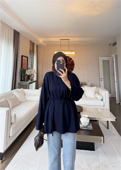 Biye Bağcıklı Sweat Lacivert