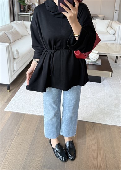 Biye Bağcıklı Sweat Siyah