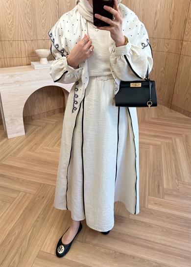 Biyeli Cupra Elbise Ekru