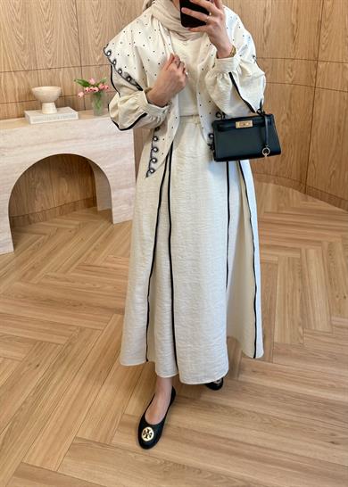 Biyeli Cupra Elbise Ekru