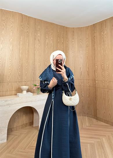 Biyeli Cupra Elbise Lacivert