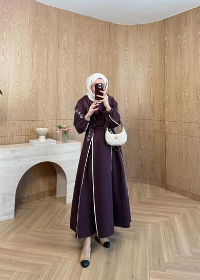 Biyeli Cupra Elbise Mürdüm