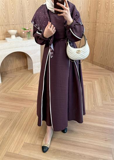 Biyeli Cupra Elbise Mürdüm